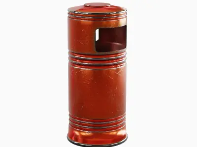 Metal Street Trash Bin 04 Low-poly 3D model