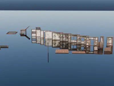 Medieval Modular House Low-poly 3D model