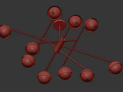 KENDALL modern brass chandelier with glass globes 3D model