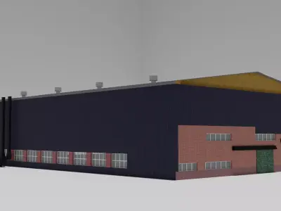 Industrial Building Low-poly 3D model 9