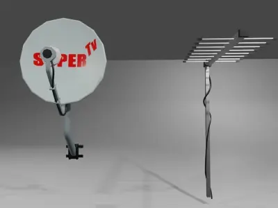 Antenna - TV - Satellite - Antena Low-poly 3D model