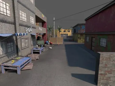 Favela Map - Cs Iceworld Layout - Mobile Compatible Game Ready Low-poly 3D model