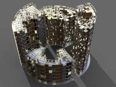 Futuristic High Rise Buildings 01 3D model