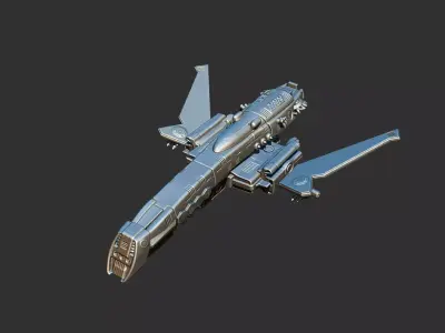 Spaceship flying in space 3D print model