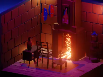 Lowpoly interrior design for games Low-poly 3D model