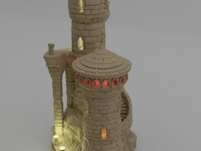 Small Magician Tower Tabletop Terrain 28 mm 3D print model