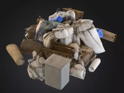 Rural garbage old game style highpoly 3D model