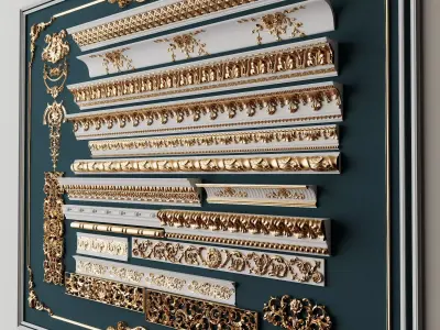 Baroque Gold Decorative Molding Collection Low-poly 3D model