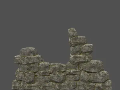 wall set 1 stone Low-poly 3D model