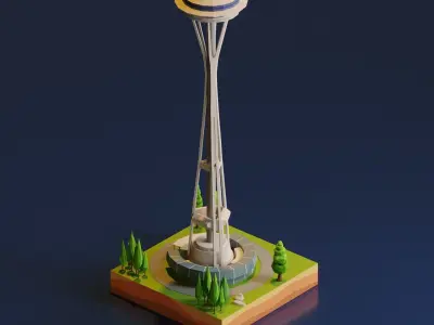 Space Needle Low-poly 3D model