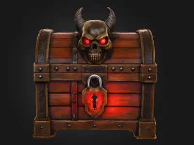 Demonic Skull Treasure Chest Low-poly 3D model