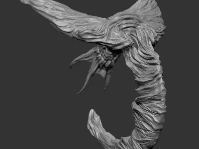 Alien - OBJ creature swimming in ocean 3D model