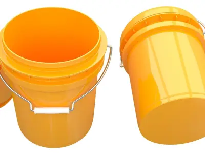 Food Grade 5l Plastic Bucket Yellow 3D model