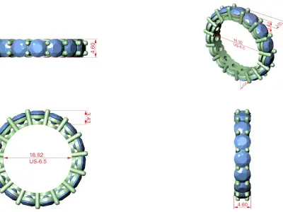 Diamond Eternity Band Ring CAD Model 3DM STL Printable File 3D print model