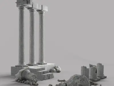 Damaged Pillars 3D model