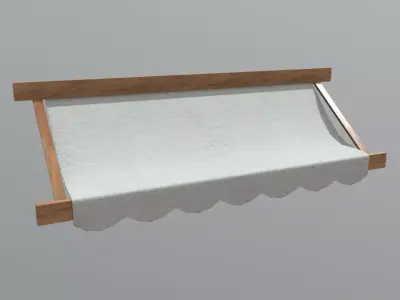 Awning 2 with wooden frame Low-poly 3D model