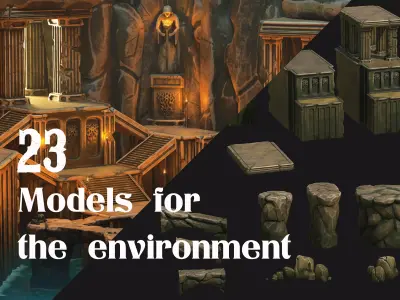 Kitbash 23 models  Low-poly 3D model