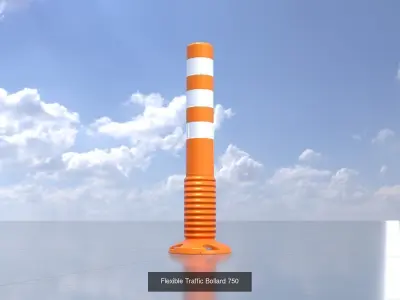 Flexible Traffic PVC Bollards with white Reflective Strips 3D Model Pack