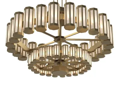 Bronze and Glass Modern Chandelier 3D model