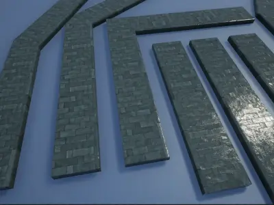 Lowpoly Modular PBR Pavements 4 Low-poly 3D model