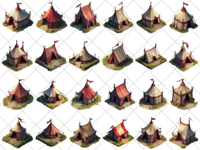 151 Transparent Medieval Tent House Game Assets Texture