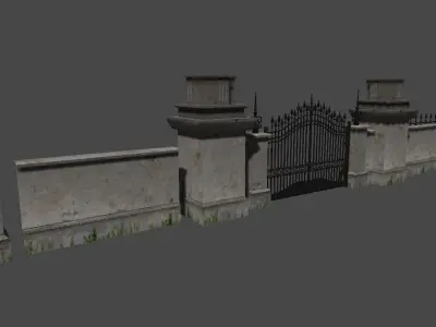 Gardenwall gate Low-poly 3D model