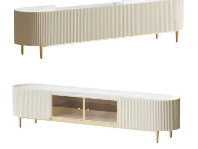 Palley Modern Glass Doors in White for TV 3D model