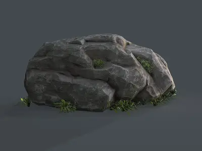 Black Rock Grass  Low-poly 3D model