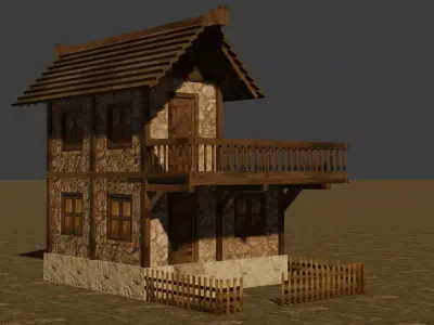 Medieval house seven 19 Low-poly 3D model