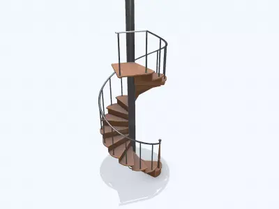 Vintage Spiral Staircase low-poly PBR Low-poly 3D model