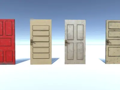 door pack 4 door low poly Low-poly 3D model