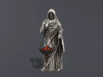 old Statue Low-poly 3D model