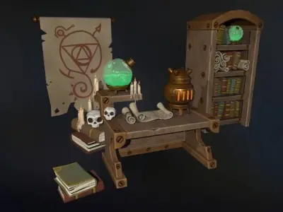 Stylish Magician Alchemist Table Low-poly 3D model