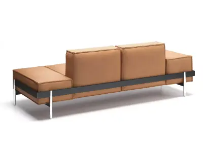 DS-21-123 leather sofa with chrome legs 3D model