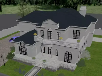 French-style villa 3D model