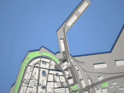 Low Poly Cityscape All Buildings are Lowpoly  Low-poly 3D model