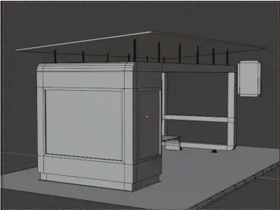 Solar panel Covered Modern Bus stop  Low-poly 3D model