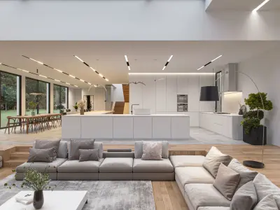 Modern white interior 3D model