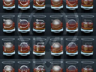 Monogram Whisky tumbler glass V2 futuristic 3D model