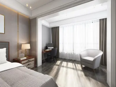 Simple and cozy bedroom Vray 3D model160 3D model