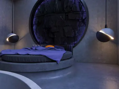 Interior circle bedroom 3D model