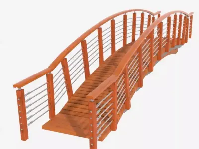 Small Wooden Pedestrian Bridge Low-poly 3D model