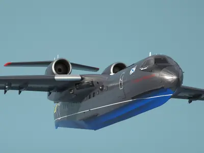  Be 200 Amphibious Aircraft Rigged for Maya 