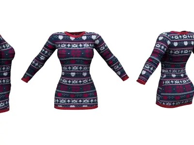 Xmas Slim Dress Low-poly 3D model