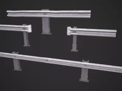 Road Fence Low-poly 3D model