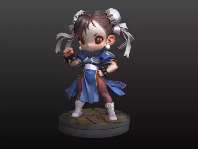 Chibi Martial Artist STL Cute Street Fighter 3D print model
