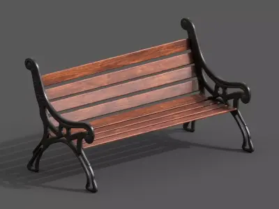Street Bench Low-poly 3D model