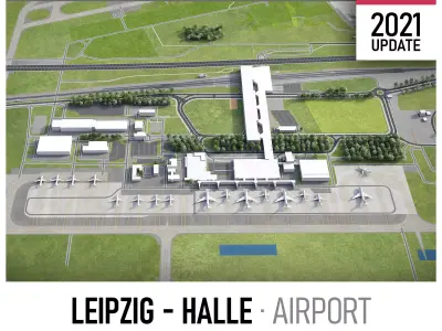 Leipzig - Halle Airport Low-poly 3D model