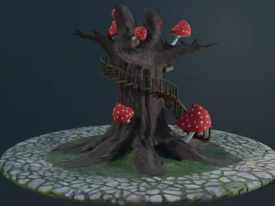 Fairy treehouse Low-poly 3D model