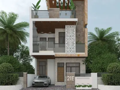 roadside stylish house exterior design  3D model